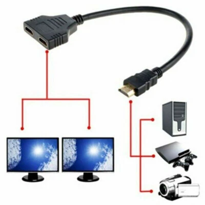 Hdmi Splitter -Kabeladapter 2.0 Konverter 1 In 2 Out 1 Schwarzer Mann Mit 2 / - Bild 1 von 4