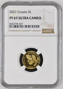 CROATIA coin 5 Lipa 2021 NGC PF 68 Ultra Cameo - Picture 1 of 2