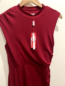 WalG Dress Size M 10-12 New Red Sleeveless Stretch High Neck Pleated Party Sexy - Picture 1 of 9