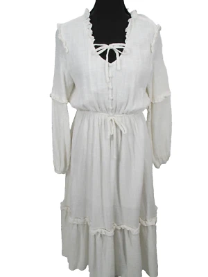 VESTIDO FORUM Maxi Vestido Mujer Talla M Marfil Volantes Dobladillo Plisado Casa Núcleo Pradera Foto 1 de 4