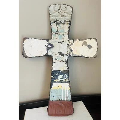 Handmade Rustic Old Tin Cross NWT 23” tall x 15.25” wide - Image 1 of 4