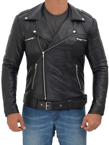 100% Pure Lambskin Leather jacket for Men Leather Biker Jacket Gift for Mens - Picture 1 of 5