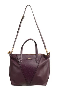 Versace Women's Purple 100% Textured Leather V-Logo Tote Handbag Shoulder Bag - Picture 1 of 10
