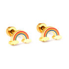 1Pair Trendy Simple Ear Bone Nail Rainbow Clouds Spiral Stud Earrings