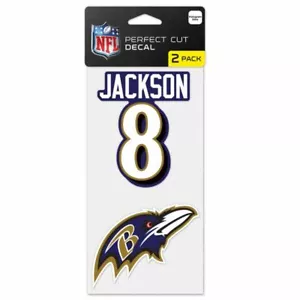LAMAR JACKSON BALTIMORE RAVENS 4"X8" 2 PC. PERFECT CUT DECAL SHEET NFL LICENSED - Picture 1 of 1