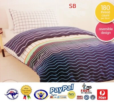 Aus Qlty REVERSIBLE Niños Niñas Abstracto Ondas Cama Individual Doona/Edredón Juego de Cubierta Foto 1 de 2