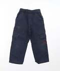 Tesco Boys Blue Cotton Trousers Size 3-4 Years Regular Button
