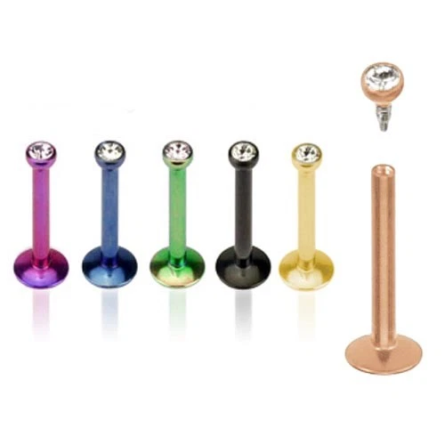 Labret Lippen Piercing Kristall Zirkonia Innengewinde Tragus Helix Titan Z399 - Bild 1 von 1