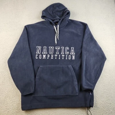 Y2K Nautica Sweatshirt Mens Large Hood Pocket Pullover Embroidered Fleece Jumper - Image 1 of 4