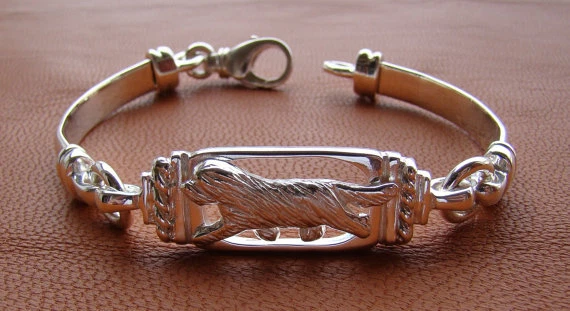 Pulsera de estudio móvil collie barbudo de plata de ley Foto 1 de 4
