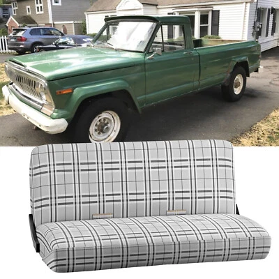 For Jeep J10 J20 Pickup Truck Bench Seat Cover Blanket Gray Plaid Protector - Image 1 of 4