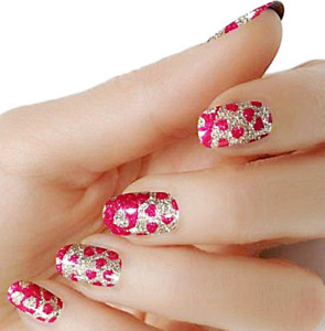 Pink hearts color wraps real nail polish strips M78 street art 