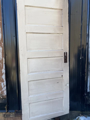 31"3/4x78”Antique Vintage Old Exterior Interior SOLID Wood Door 5 Panels Medium Cover