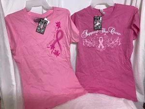 NWT Breast Cancer Awareness T-Shirt Pink Support in Pink Large & XL - Picture 1 of 4