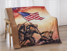 Neuf peluche sherpa commémoratif Iwo Jima lancer couverture cadeau marines levant drapeau américain