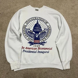 Vintage 1989 Bush Quayle Inauguration Politics Graphic Crewneck Large - Picture 1 of 7
