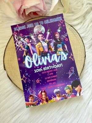 SWEETCHEEKS BOWTIQUE Personalised Kpop Demon Hunters, Birthday Party Invites | 10 pack With Envolopes