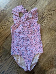 Crewcuts Girls One Piece Floral Swimsuit Ruffle Pink size 12 - Picture 1 of 5