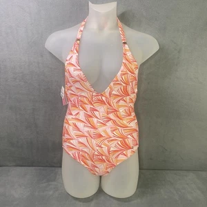 Cia Maritima Swimsuit Women S Deep scoop Back V-neck Front Fans Orange Swimwear - Picture 1 of 14