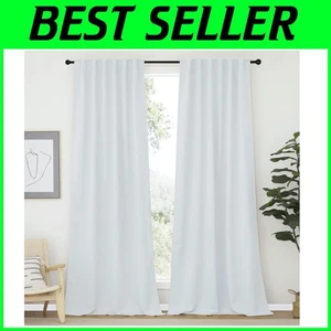 Contemporary 52x95 Greyish White Window Treatment - Set of 2 - Picture 1 of 11