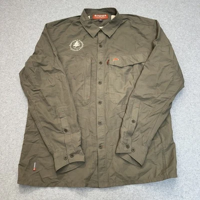 Simms Men's Large Green Fishing Guide Series Vented Mesh Performance Shirt - Image 1 of 4
