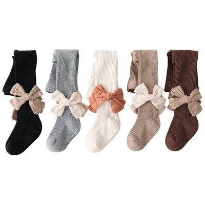 Baby Girls Heart Tights with Large Bow Spanish Style Cotton 6 Months - 8 Years - image 1 of 4