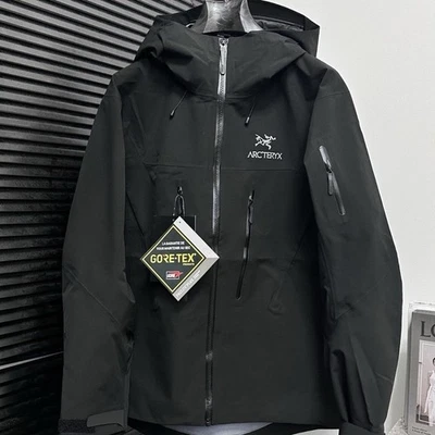 Chaqueta de lluvia de esquí Arc’teryx Alpha SV Orca negra con logotipo blanco GoreTex grande para hombre Foto 1 de 3