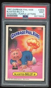 BLASTED BILLY II 1987 TOPPS GARBAGE PAIL KIDS GPK #260b PURPLE BANNER CARD PSA 9 - Picture 1 of 2