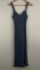 Daily Practice Anthropologie Womens S Blue Ribbed Midi Sweater Dress - Picture 1 of 6