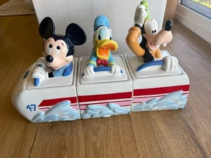 Disney Matterhorn Bobsleds Kanister Set Mickey, Donald, Goofy Minor Crazing - Bild 1 von 12