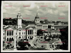 1950s SINGAPORE City Hall Supreme Court Civic District Traffic Circle Panorama  - Picture 1 of 2