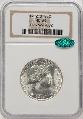 1912-D Barber Half Dollar 50C NGC MS65 CAC - Image 1 of 2