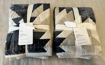 Pottery Barn AUBREY VELVET PATCHWORK King Shams ~Juego de 2~ NUEVO Foto 1 de 2