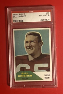 1960 Fleer Bill Krisher #53 PSA 8 Graded Football Card Vintage Dallas Texans - Picture 1 of 3
