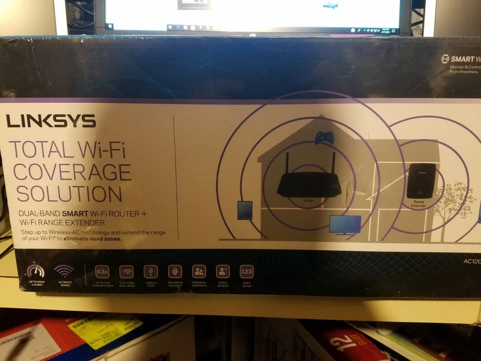 Linksys AC1200 Dual Band Smart WiFi Router & N300 WiFi Range Extender Brand New - Image 1 of 4