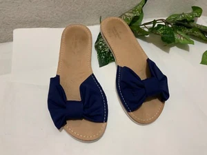 Kate Spade Sasha Bow Slip On Slide Sandals Blue VGUC US 9 M - Picture 1 of 8