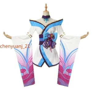League of Legends LoL Spirit Blossom Ahri Cosplay Costume Wig Party Fancy Outfit - Picture 1 of 14