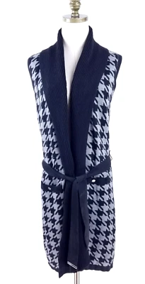 Colete Longo Elástico White House Black Market Feminino XS Preto Cinza Houndstooth - Imagem 1 de 4