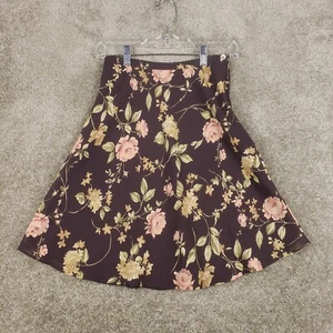 Compagnie Internationale Express Sz 3/4 Skirt Brown Floral Lined Semi Sheer - Picture 1 of 7