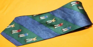 MEN'S NAUTICA MADE IN U.S.A. BLUE/GREEN/YELLOW GOLF MOTIF TIE - DESIGNER TIES - Picture 1 of 3