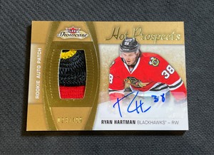 2015-16 UD FLEER SHOWCASE RYAN HARTMAN ROOKIE PROSPECTS AUTO PATCH #ed 23/499