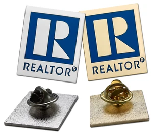 Realtor Logo Branded -Large- Lapel Pins 2PK w/ Military Clutch (Gold AND Silver) - Picture 1 of 3