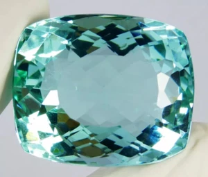 Large Aquamarine 78 Ct. Ocean Blue Cushion Cut Loose Gemstone Gift for Birthday - Picture 1 of 7