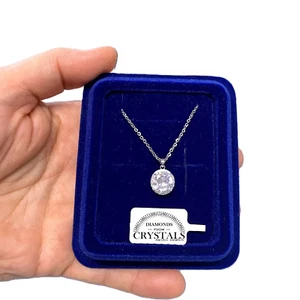 Collana Punto Luce 11mm pl. oro Bianco 18k con Cristalli Zirconi Girocollo S12 - Foto 1 di 6
