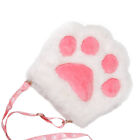 White Plush Cat's Claw Cosmetic Bag Crossbody Makeup Pouch