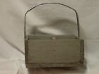 VINTAGE HOMEMADE WOODEN CARRIER WITH METAL HANDLE 