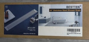 24" Linear Shower Drain Square Hole Bestten Stainless Steel Sd-06a-24 CUPC Cert. - Picture 1 of 4
