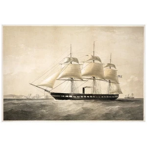 EE. UU. Fragata de vapor de tornillo auxiliar Merrimac 60 armas Póster IMÁN NEVERA 1856 - Imagen 1 de 7