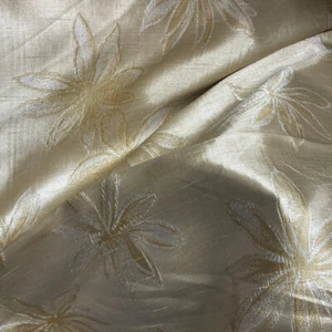 Gold Flowers Floral Cotton Brocade Cushion Curtain Upholstery Blind Fabric 54" - Picture 1 of 3