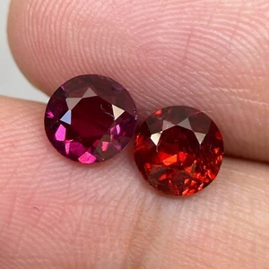 2.69ct Rhodolite Garnet Pair 2pc Red Pink Round 7 MM Natural Sri Lankan Gem - Picture 1 of 3